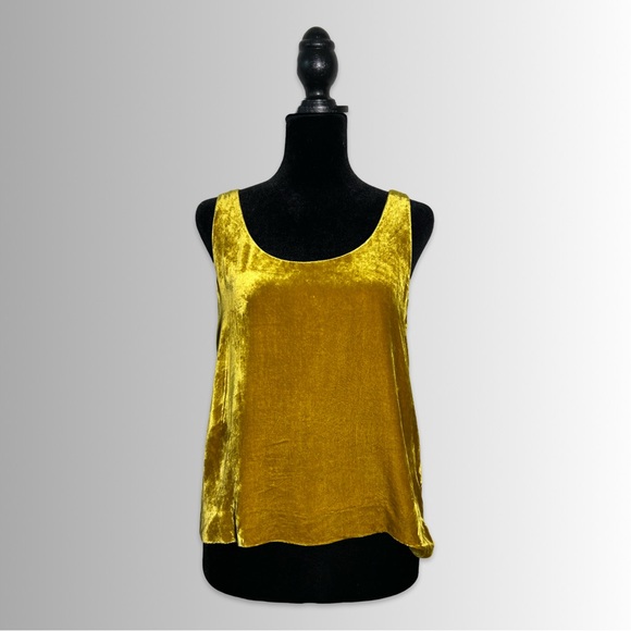 J. Crew Silk Blend Ultra Luxe Velvet Tank Top in Vintage Gold, Size Small - Picture 5 of 11